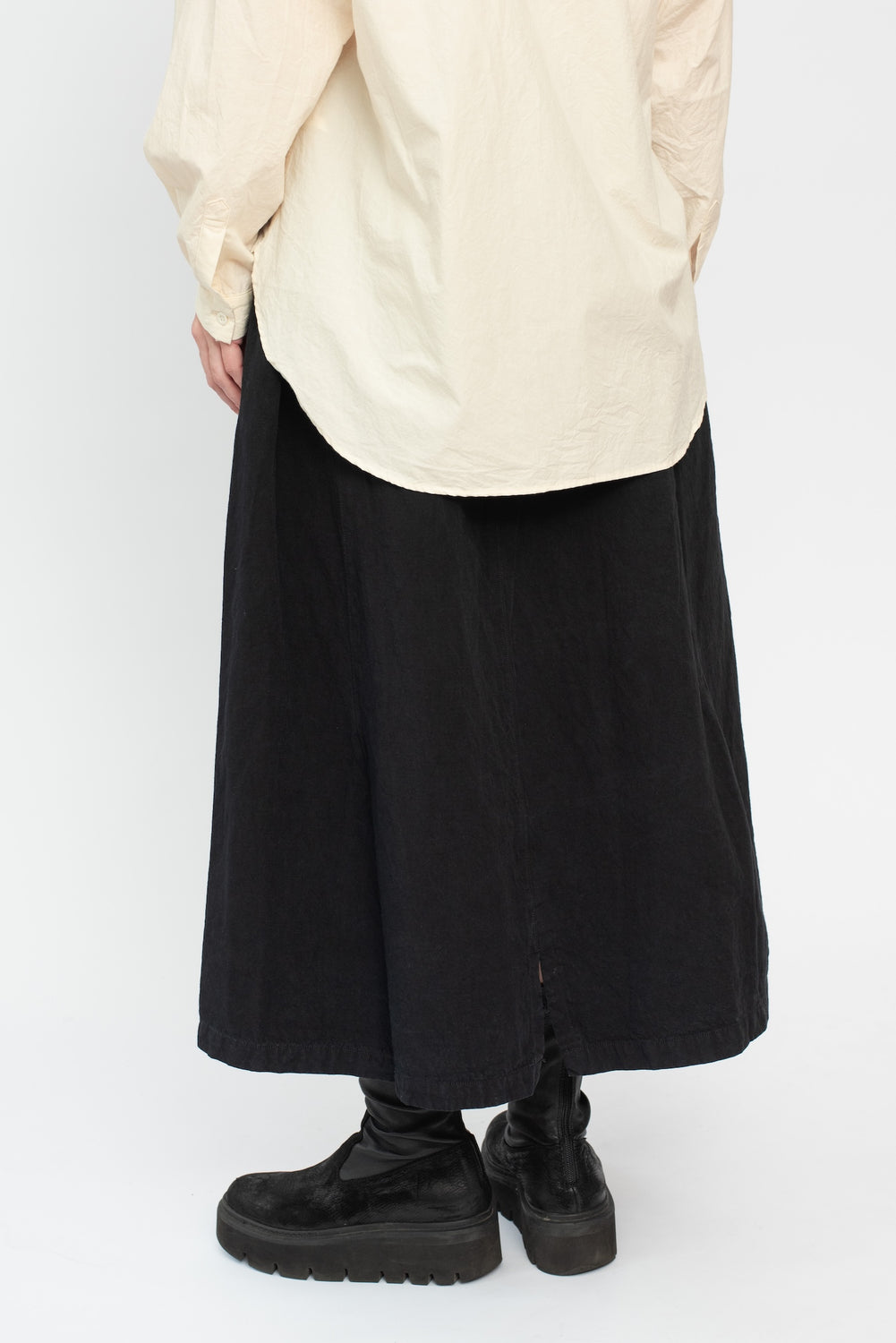 Cotton and Linen Swallow Skirt Dark Charcoal
