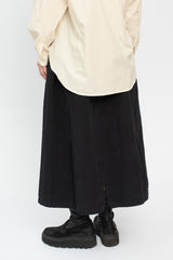 Cotton and Linen Swallow Skirt Dark Charcoal