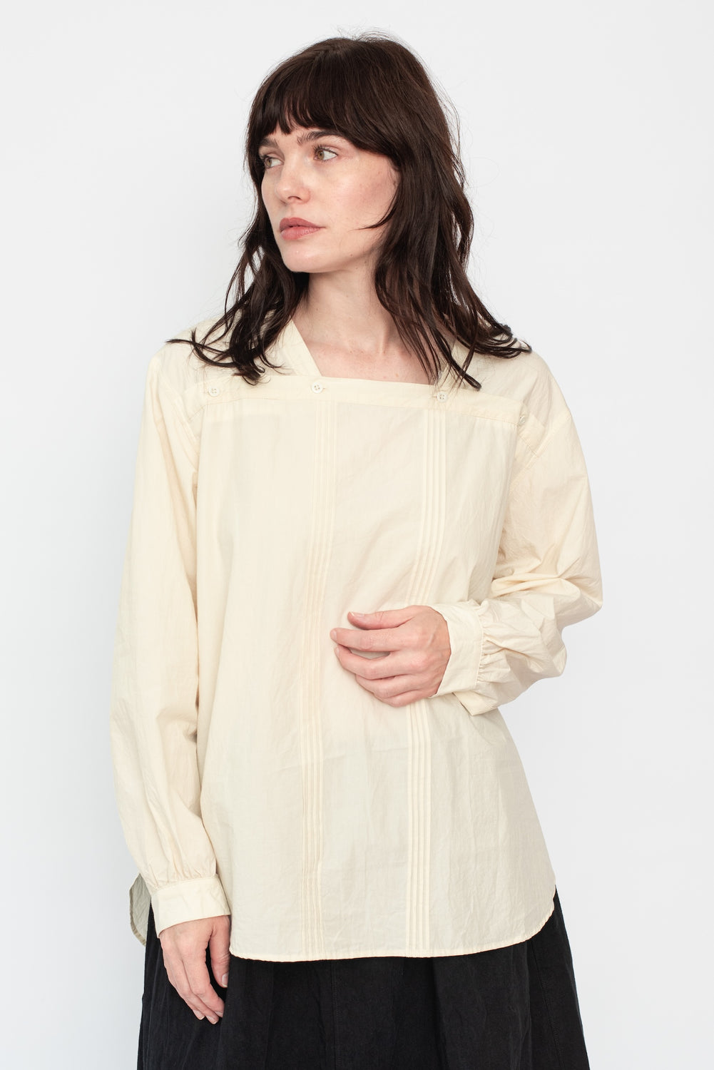 Cotton and Hemp Pintuck Blouse