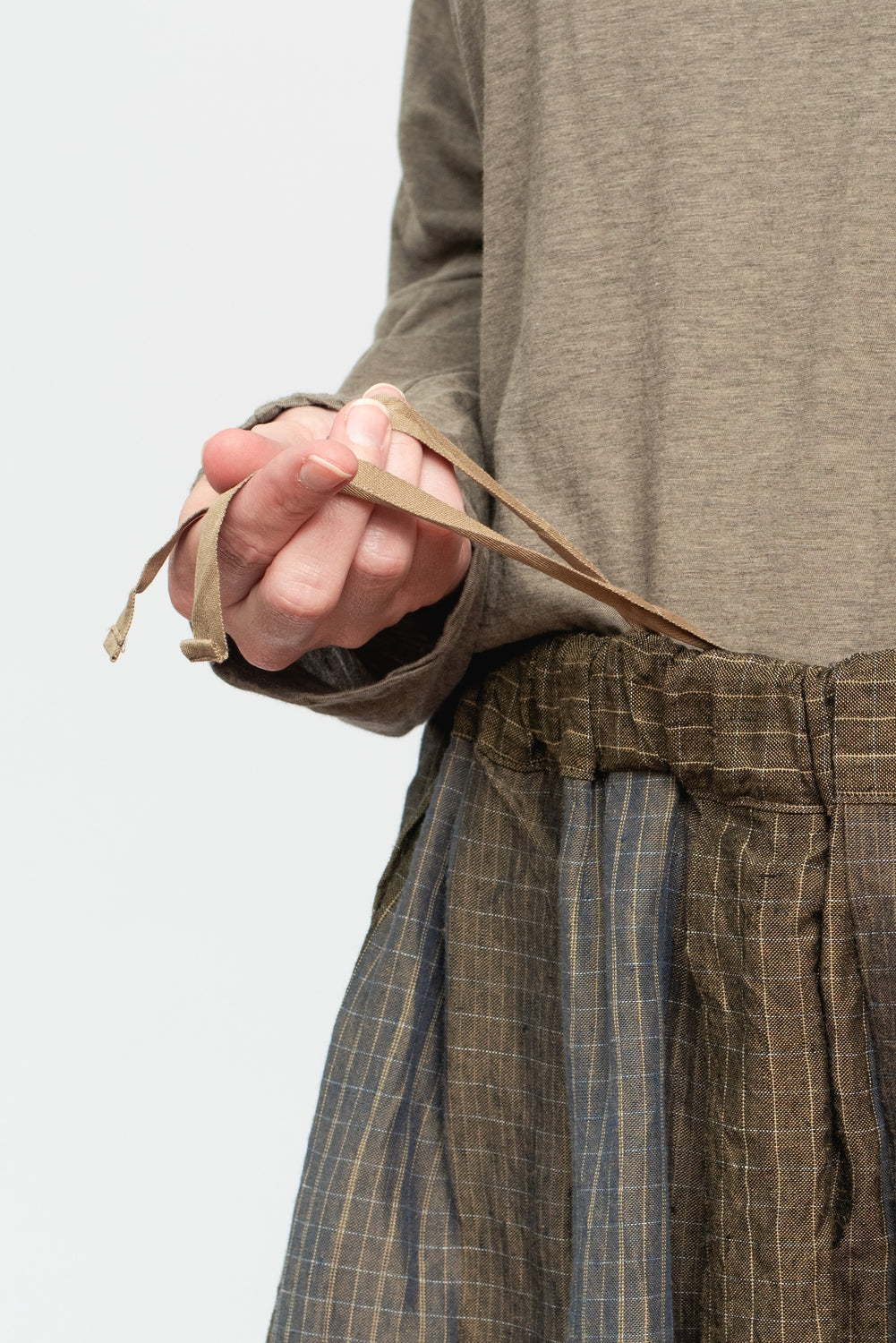 Tucked Gather Skirt Gray Olive