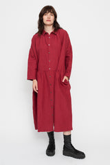 Linen Shirt Dress Red
