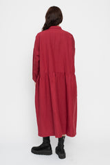 Linen Shirt Dress Red