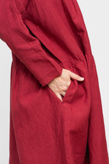 Linen Shirt Dress Red