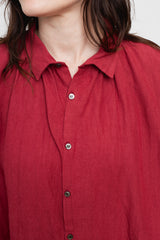 Linen Shirt Dress Red
