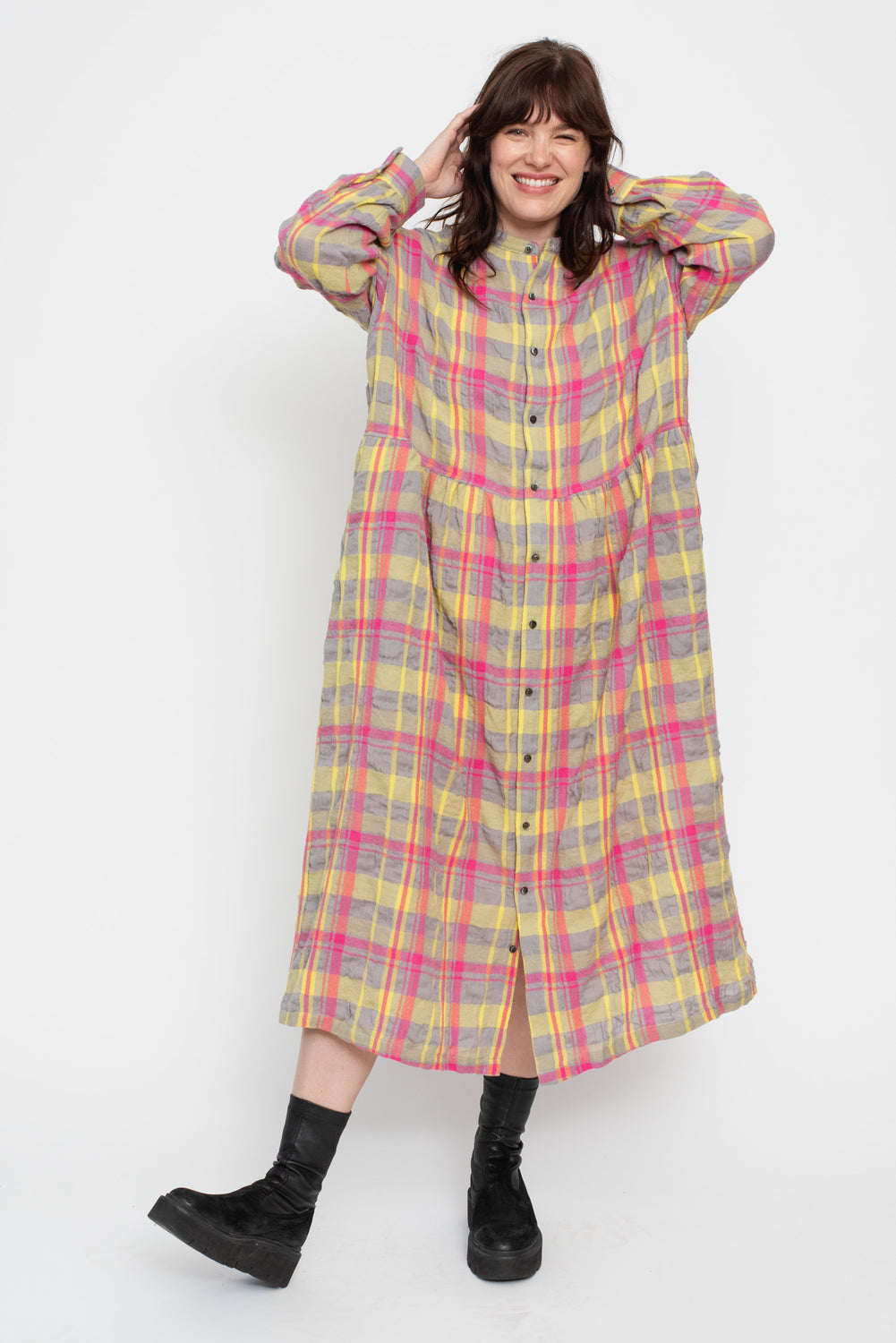 Cotton and Wool Blend Tartan Dress