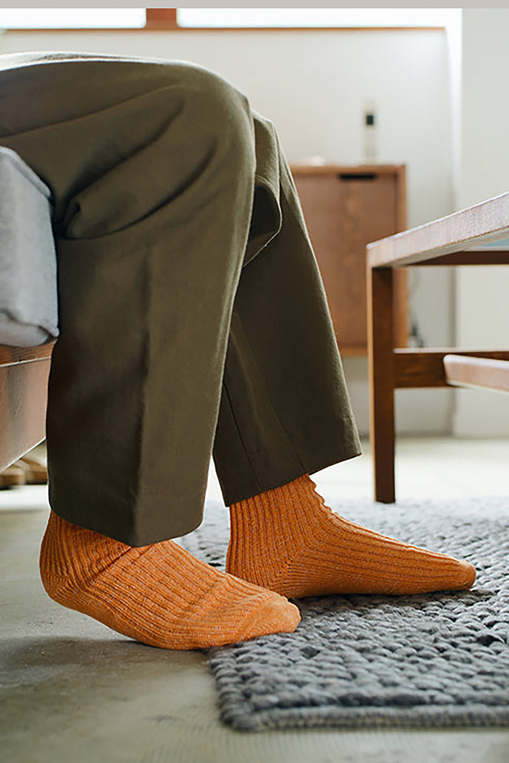 Hemp Cotton Ribbed Socks Lantern Orange