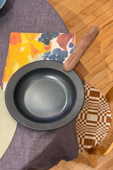 JIU Iron Frying Pan with Wood Handle