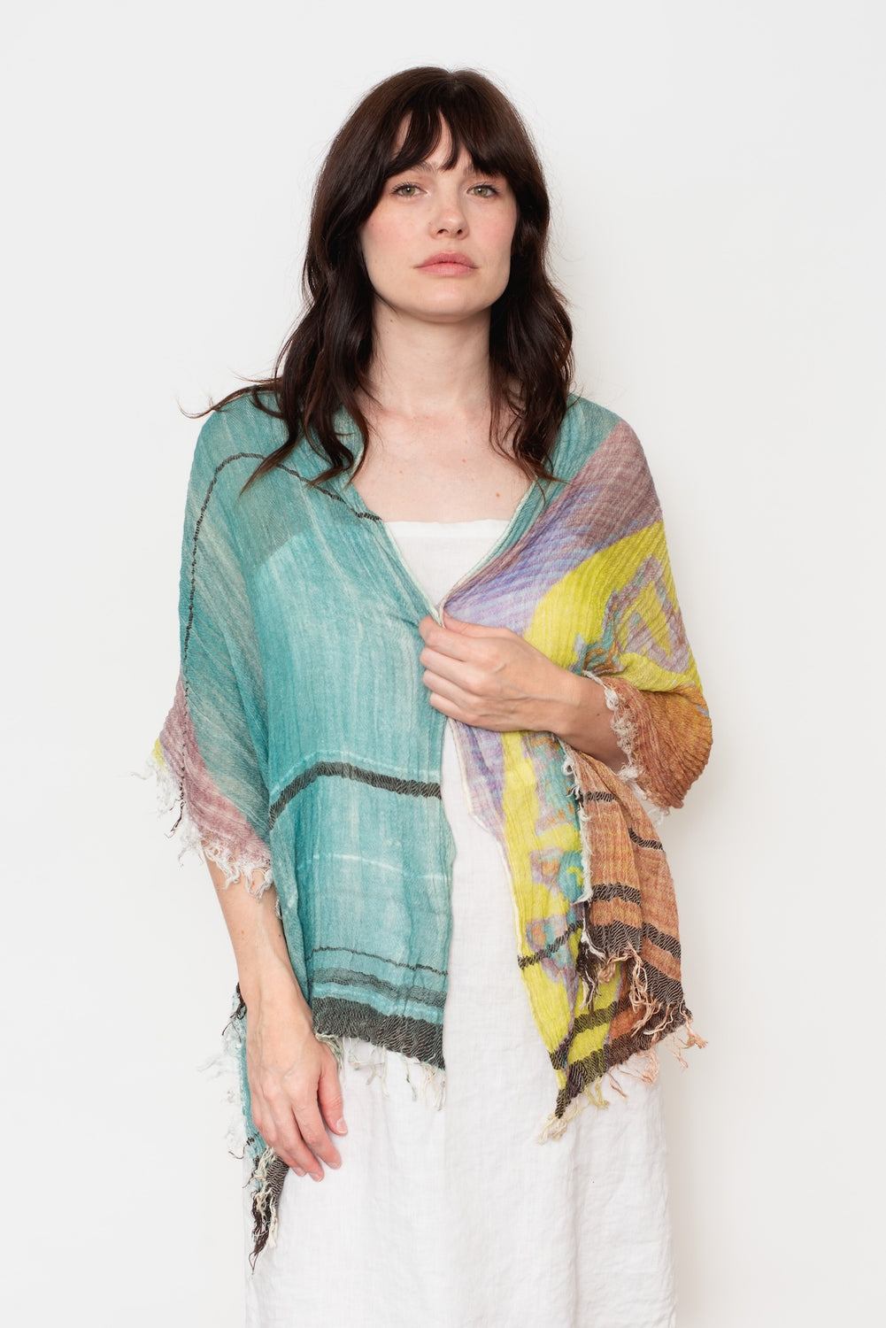 Print Shawl Middle Cotton 10