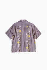 Silk Rayon PECKISH RAINBOWY WRANGLE Collar Cuba Shirt, Purple