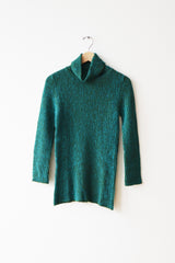 Ribbed Wool Turtleneck Sweater Turquoise