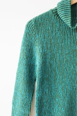 Ribbed Wool Turtleneck Sweater Turquoise
