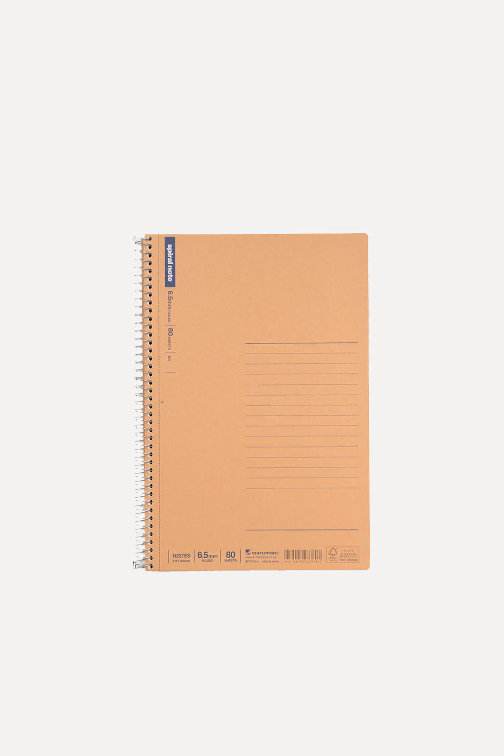 Spiral Notebook - Basic Line 6.5mm (A5), 80 Sheets