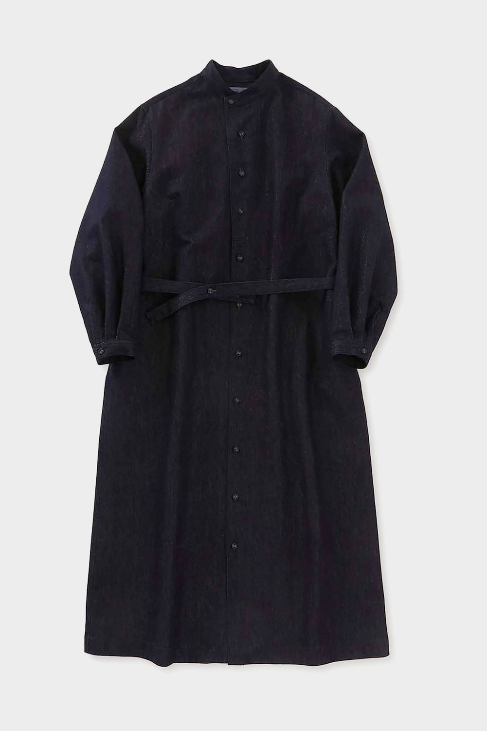 Gold Yarn Indigo Band Collar Shirt Dress