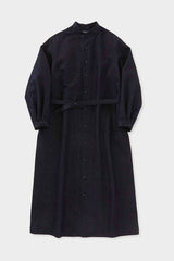 Gold Yarn Indigo Band Collar Shirt Dress