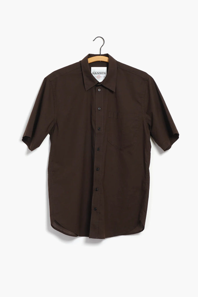 REIDAR Loose Fit Short Sleeve Shirt, Chocolate