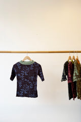 Cotton Knit Floral Sweater, Violet Blue