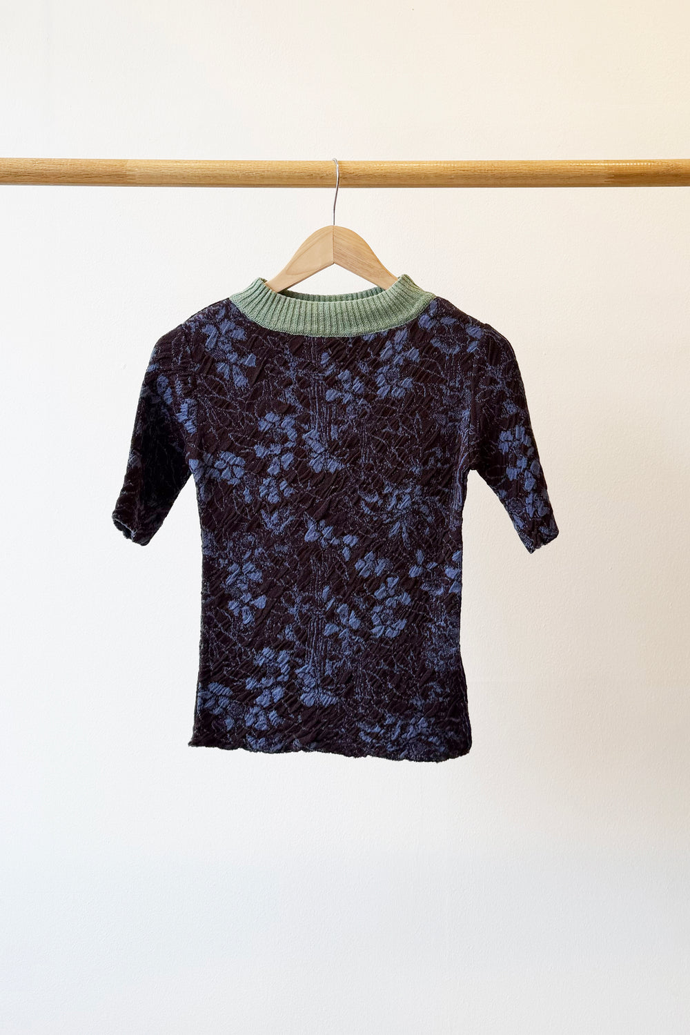 Cotton Knit Floral Sweater, Violet Blue