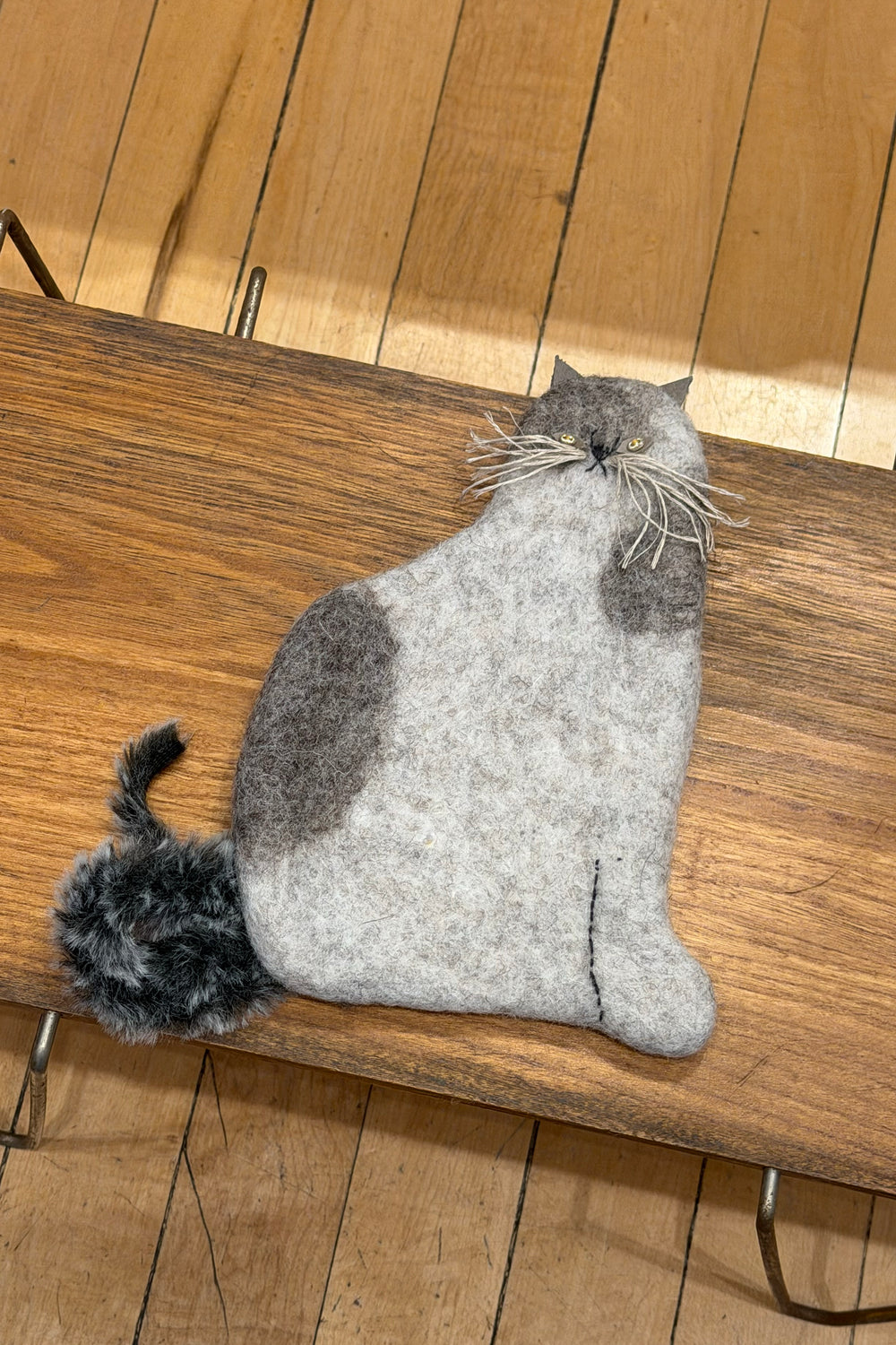 Felt Cat Pocket with Furry Tail