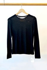 Silk and Cashmere Jersey L/S Crew Neck Black