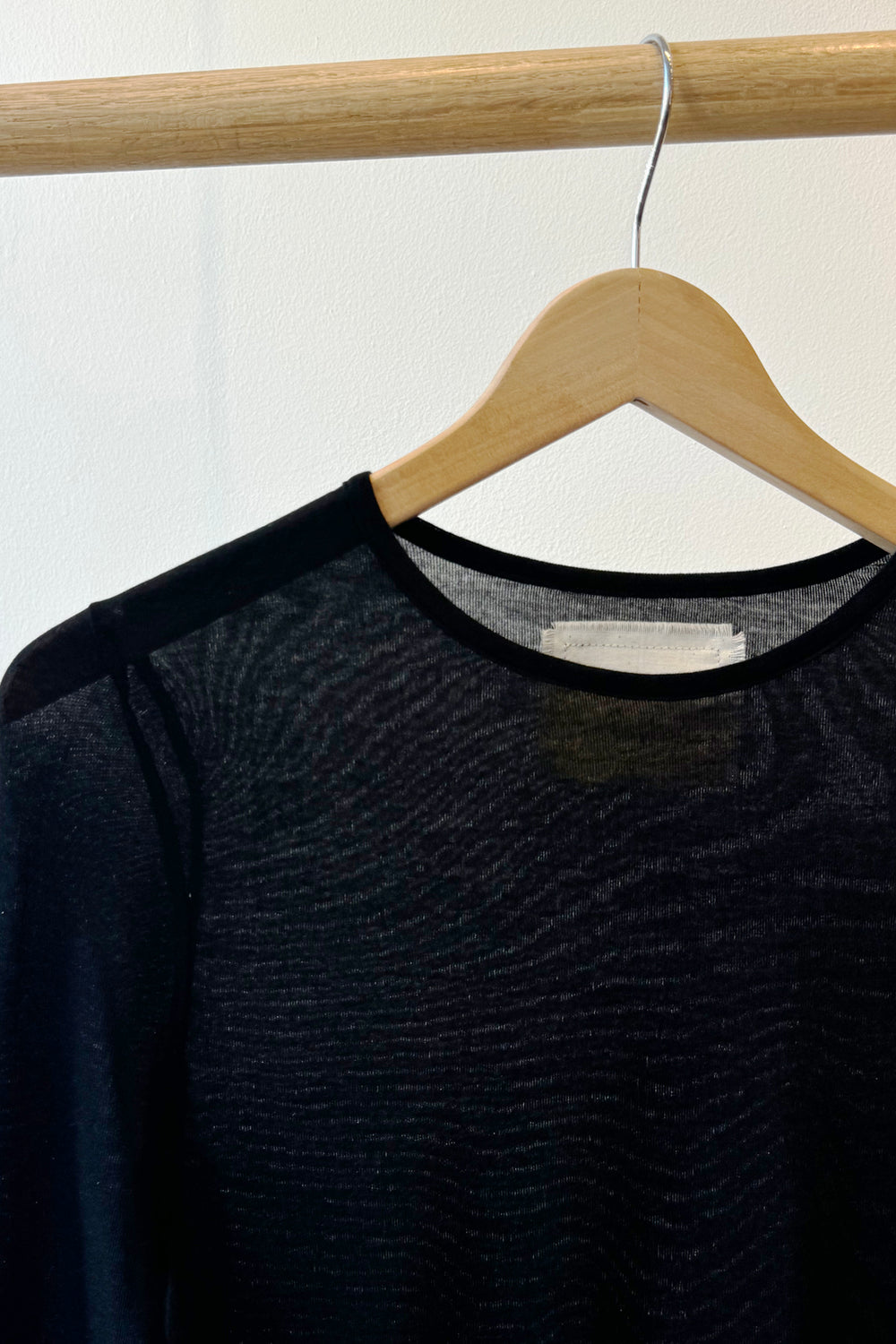 Silk and Cashmere Jersey L/S Crew Neck Black