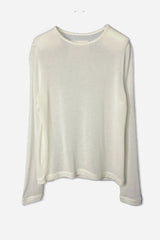 Silk and Cashmere Jersey L/S Crew Neck White