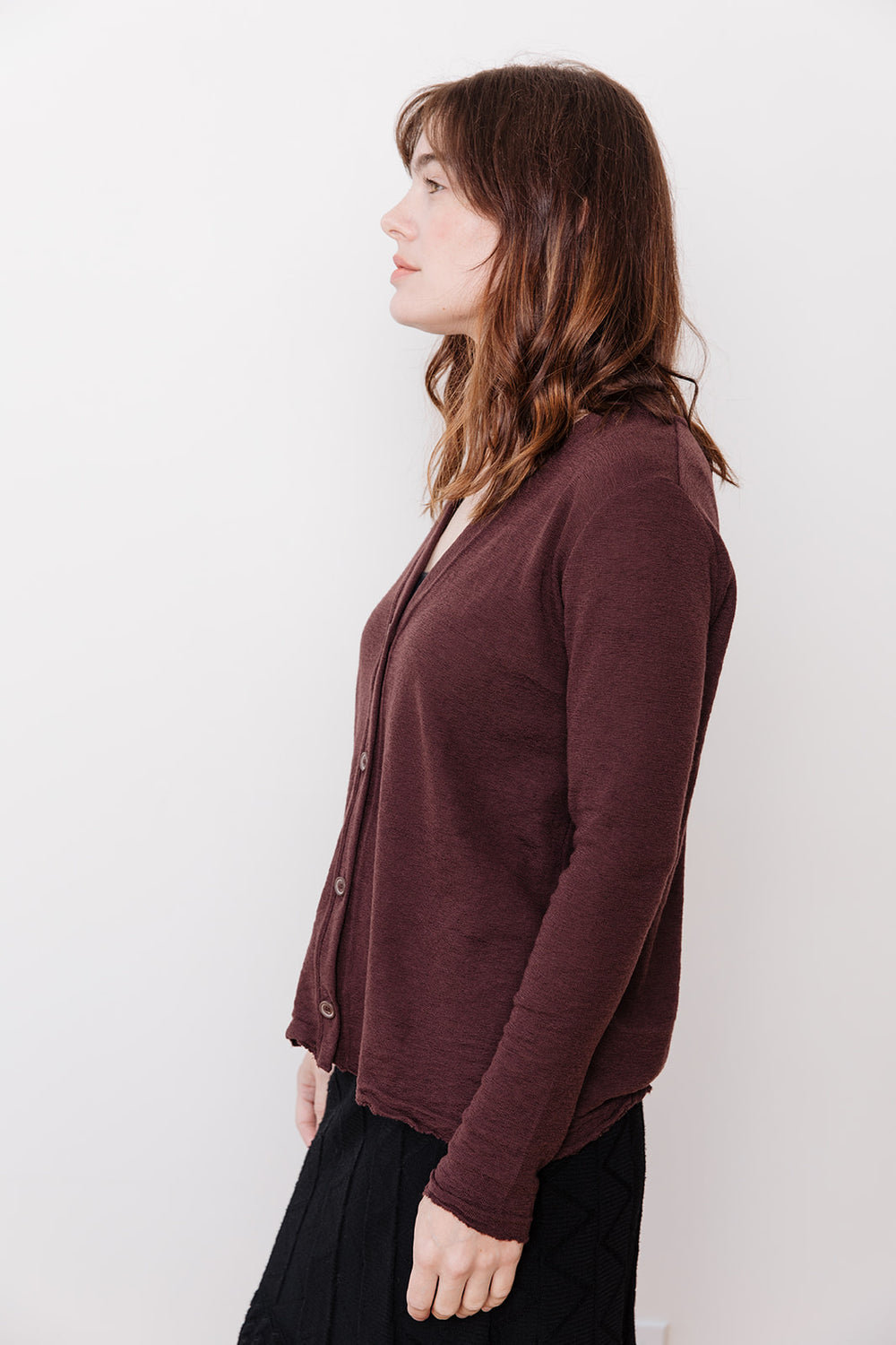 V-Neck Cardigan, Brown