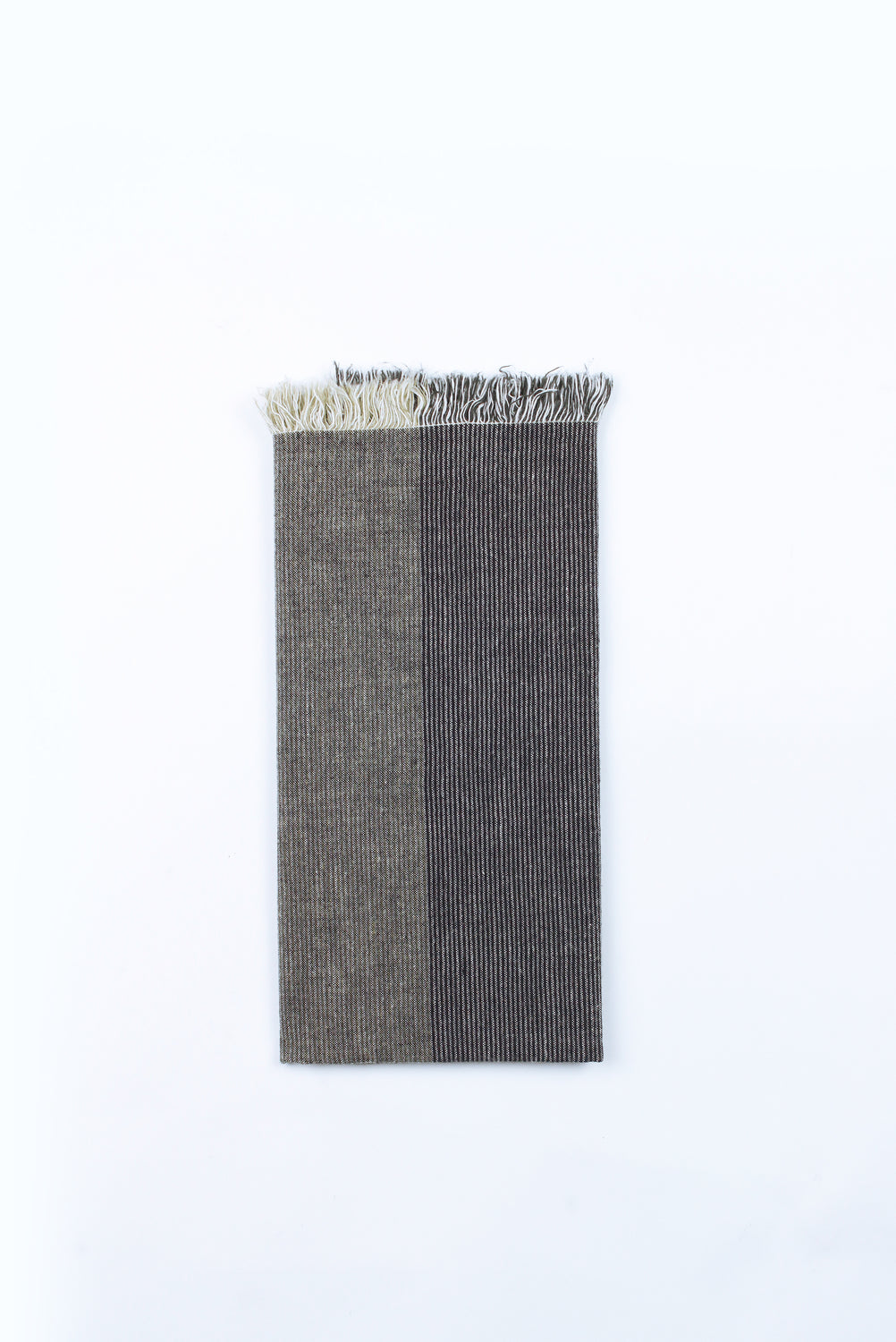 Cotton Tenugui with Fringe, Two-Tone (Light Stripe)