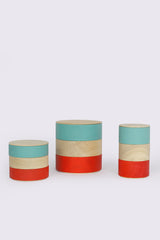 Border 3-Tier Containers, Turquoise