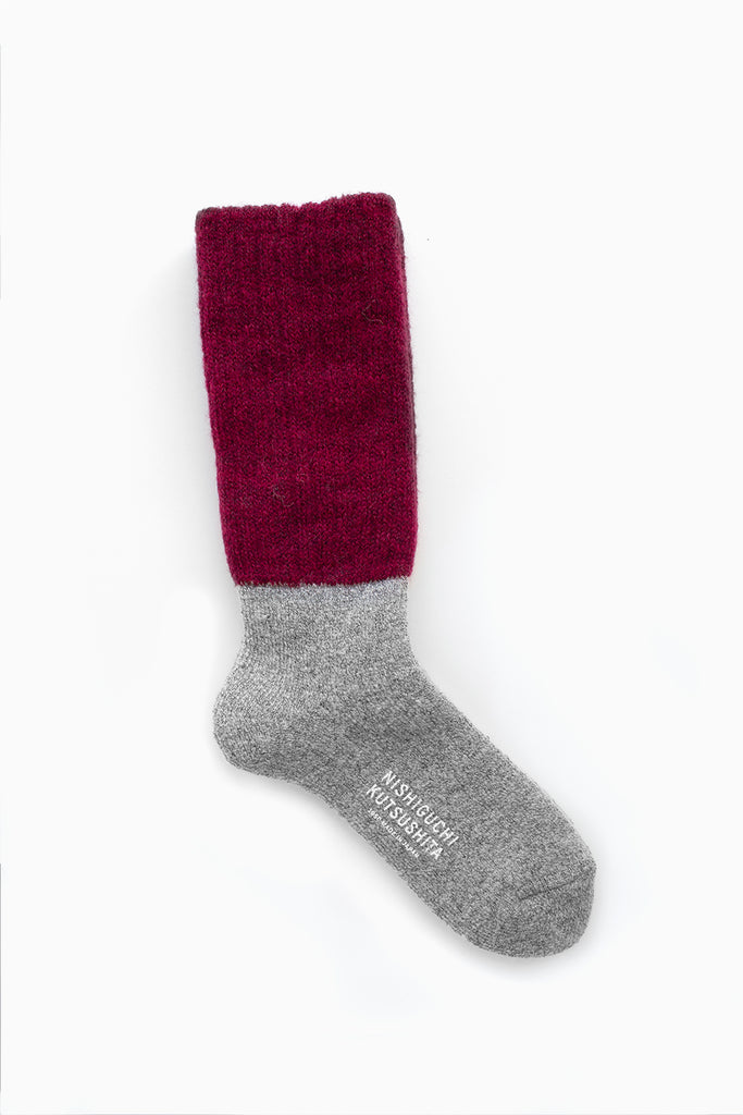 Mohair Pile Socks, Bordeaux
