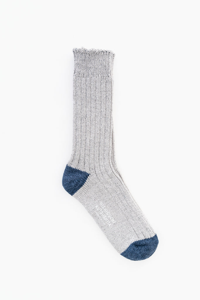 Recycled Cotton Ribbed Socks, Light Grey
