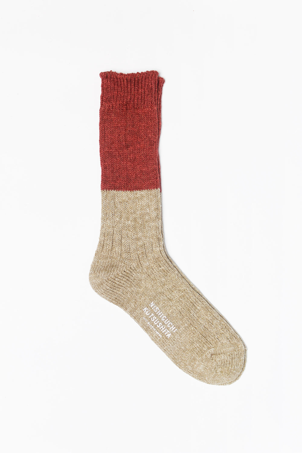 Wool & Cotton Slab Socks, Red