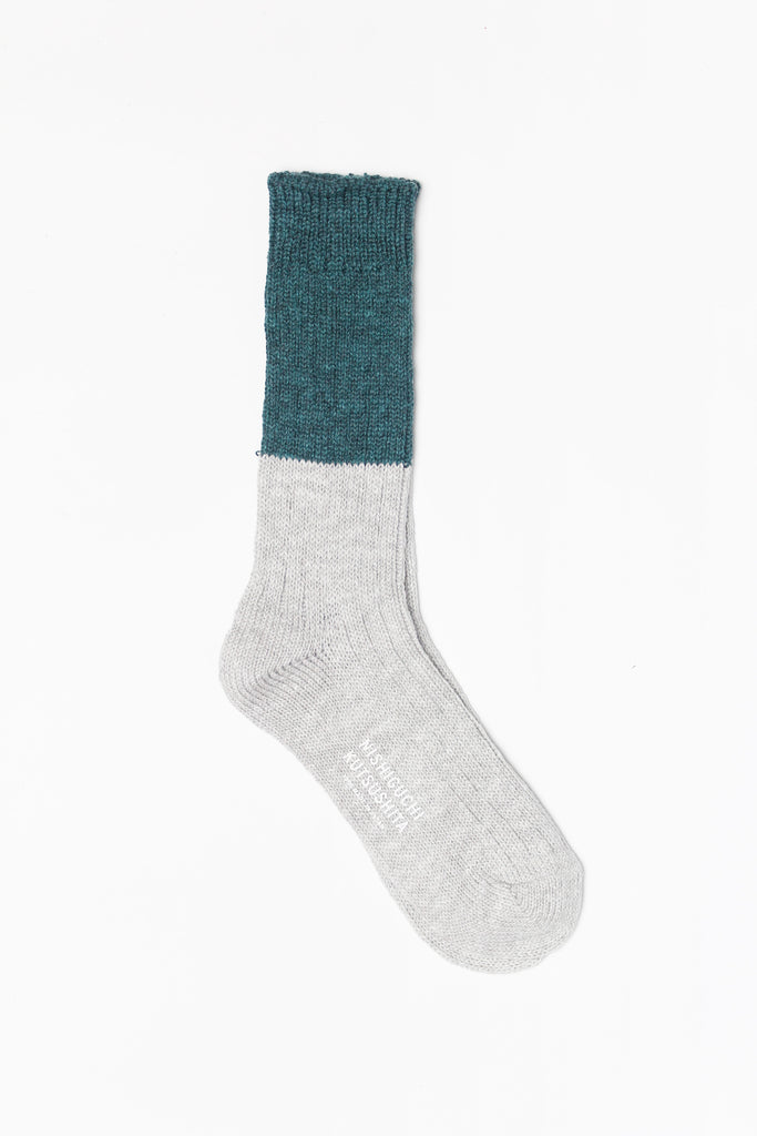 Wool & Cotton Slab Socks, Green