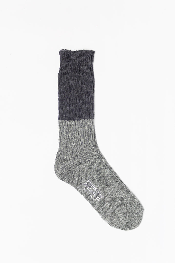 Wool & Cotton Slab Socks, Charcoal