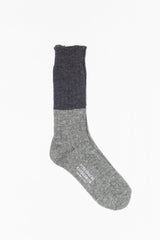 Wool & Cotton Slab Socks, Charcoal