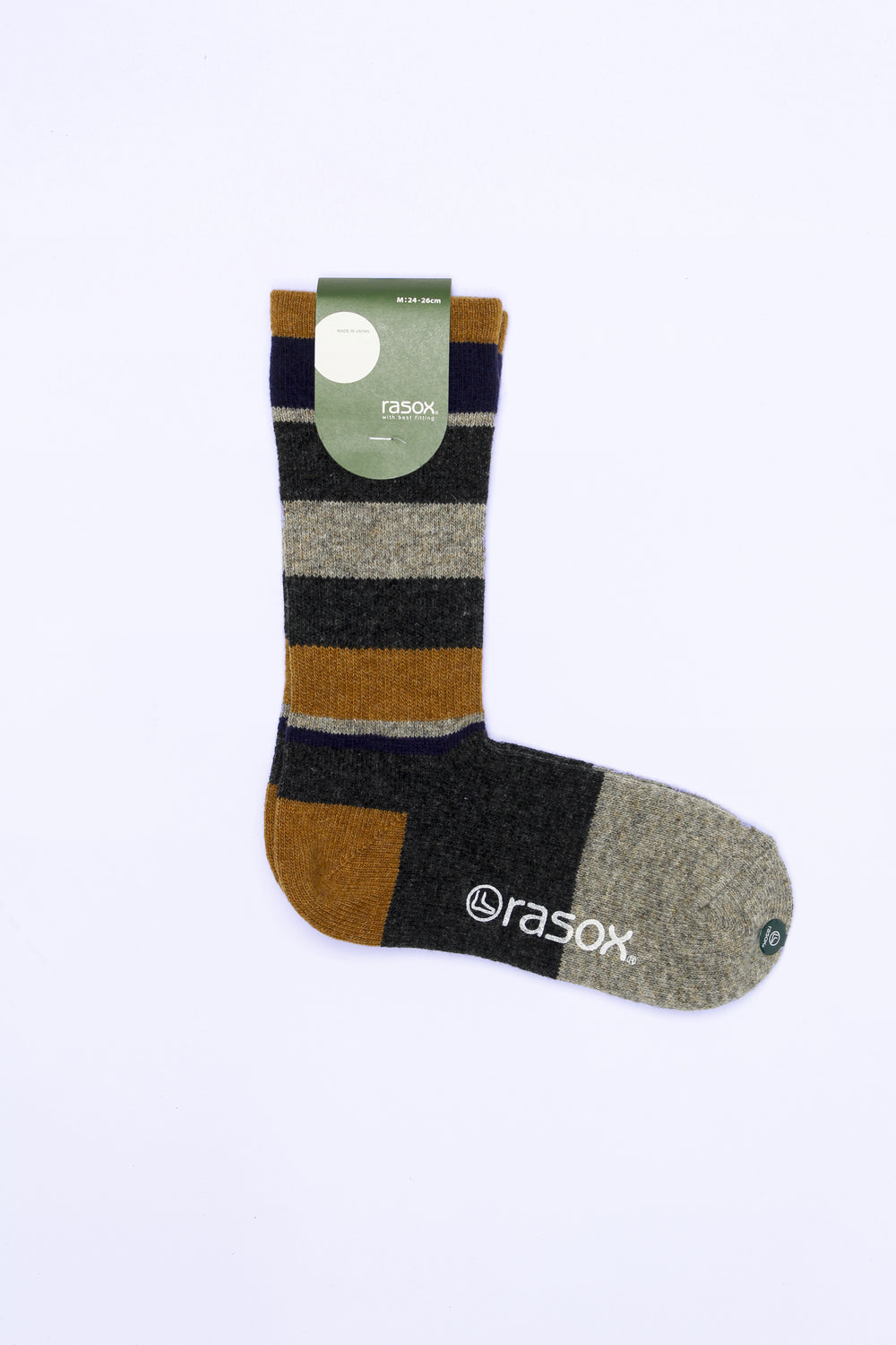 Striped Wool Blend Socks, Tan