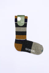 Striped Wool Blend Socks, Tan