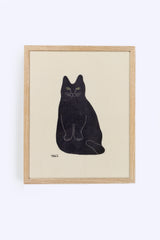 Framed Fabric Black Cat
