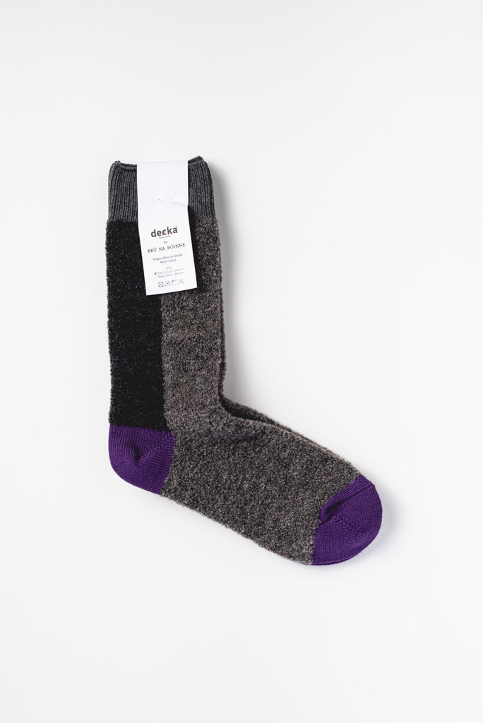 Alpaca Boucle Multi Color Socks, Gray