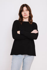 Wool Long Sleeve Top, Black