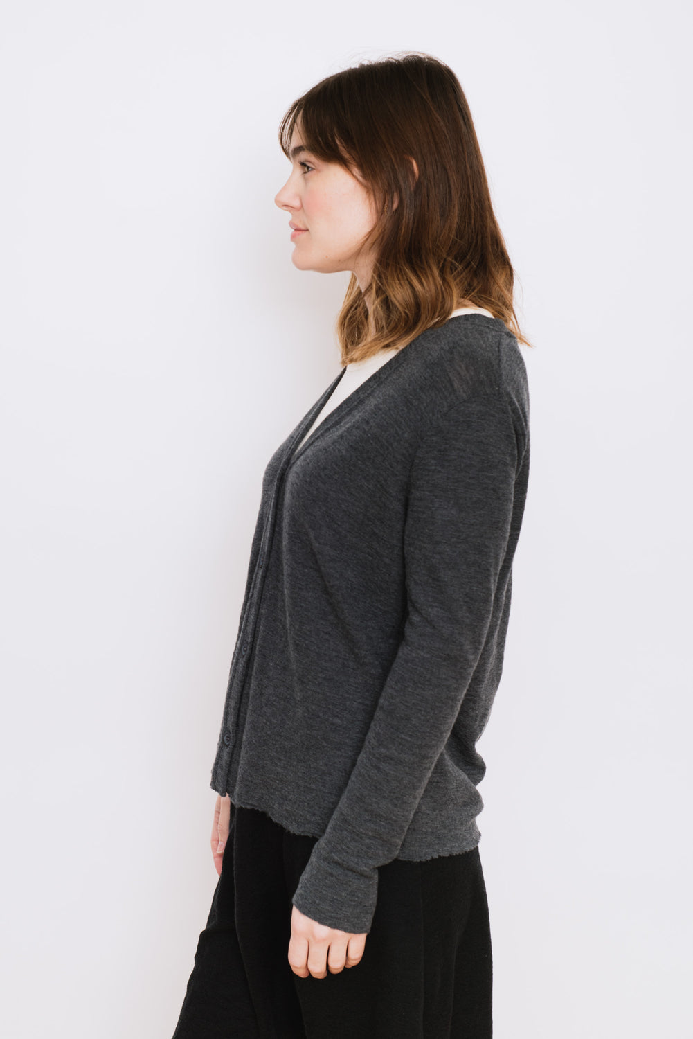 V-Neck Cardigan, Anthracite