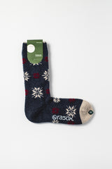 Snowflake Pattern Socks, Navy