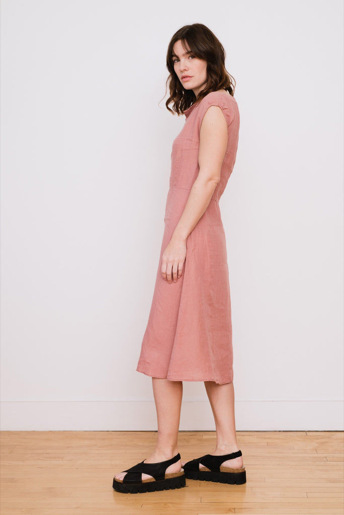 Zara pink linen on sale dress