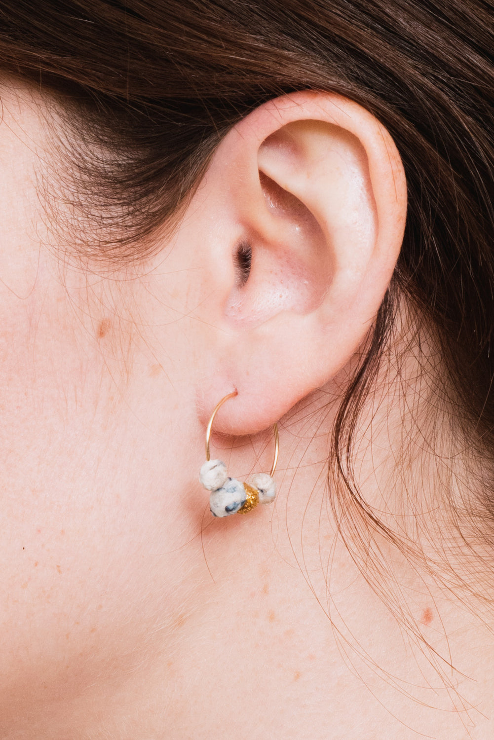 Cotton Daisy Earrings, Light Indigo