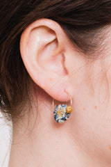 Cotton Daisy Earrings, Light Indigo