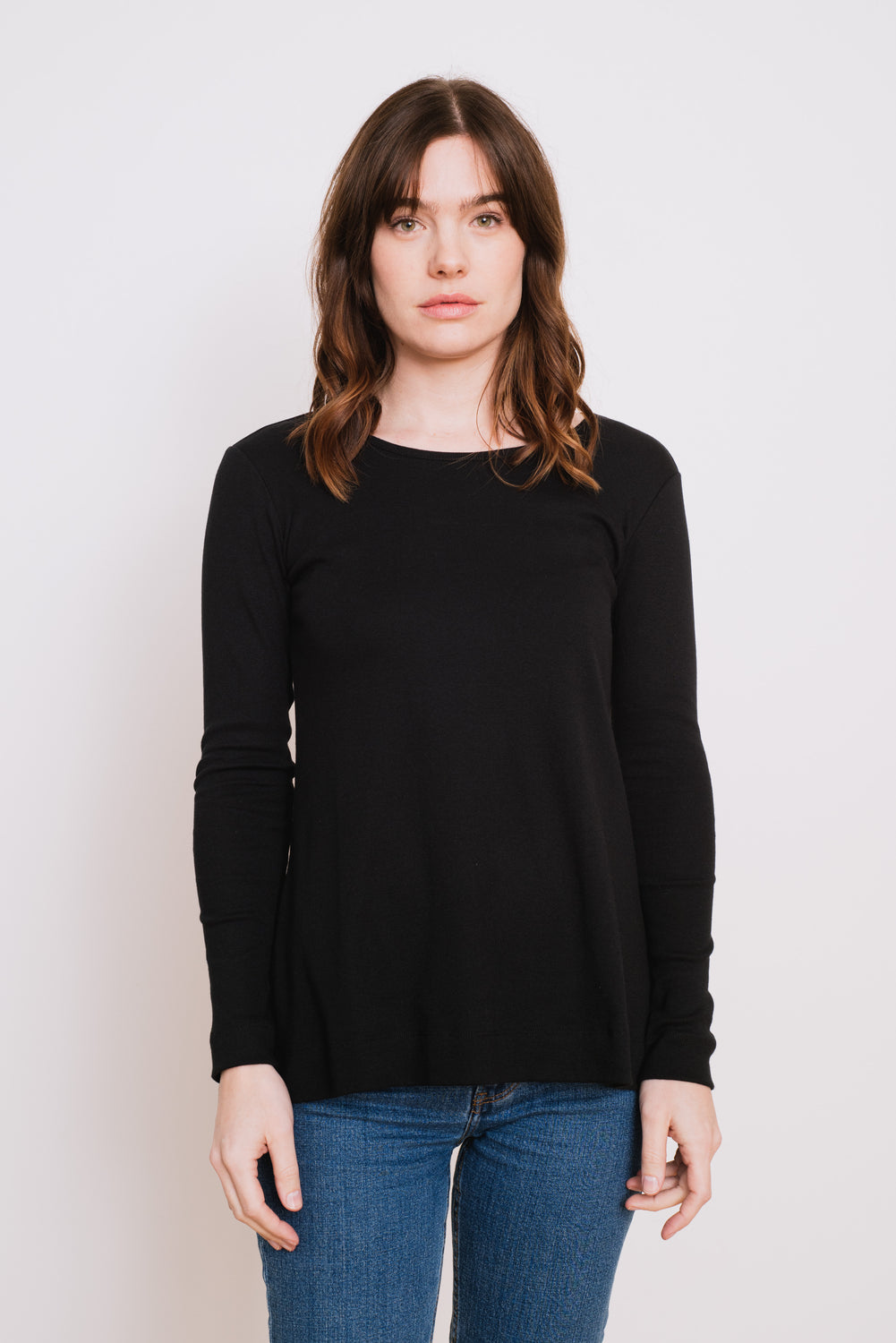 Cotton A-Line L/S Top Black