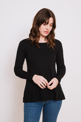 Cotton A-Line L/S Top Black
