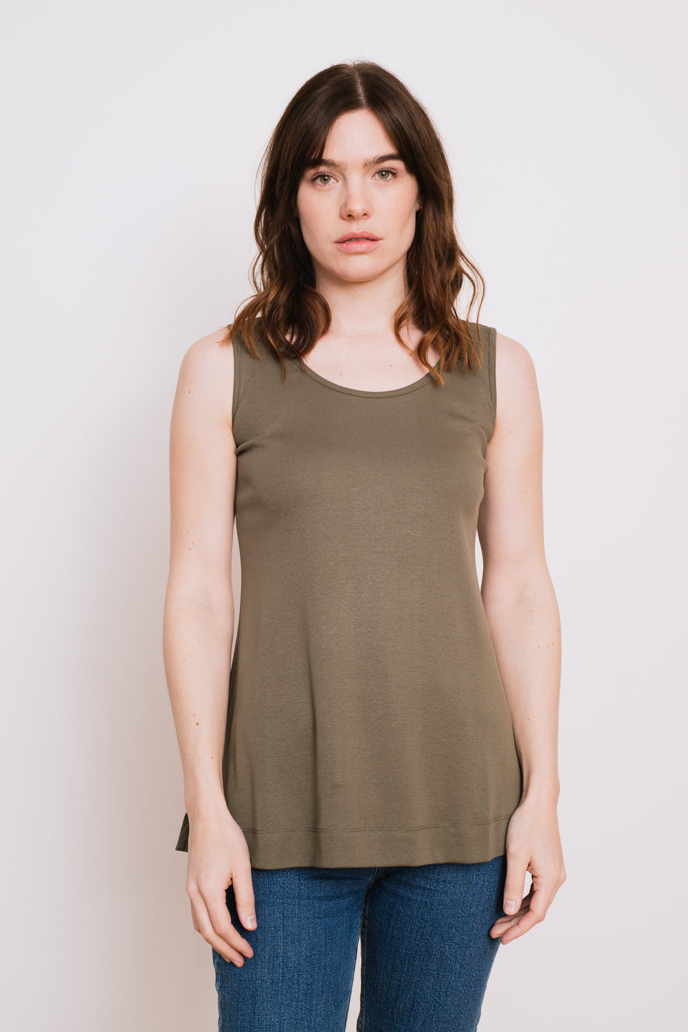 Cotton A-Line Tank, Capers