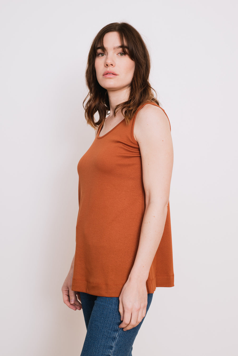 Cotton A-Line Tank, Rust