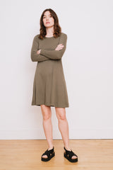 Cotton A-Line L/S Dress, Capers