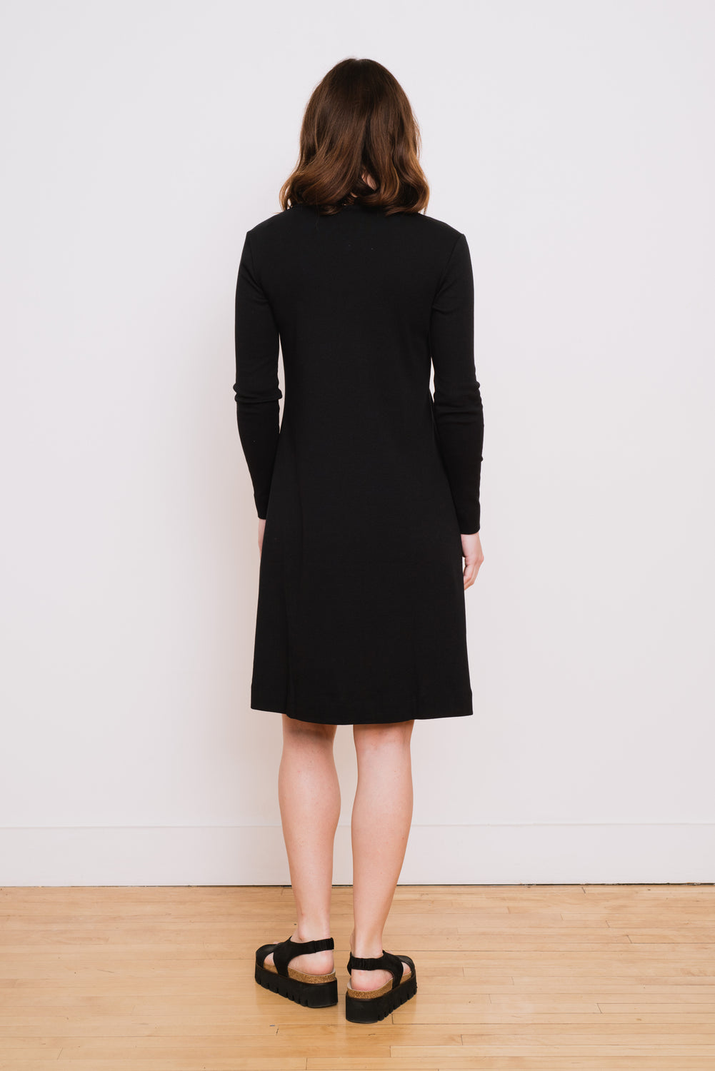 Cotton A-Line L/S Dress, Black